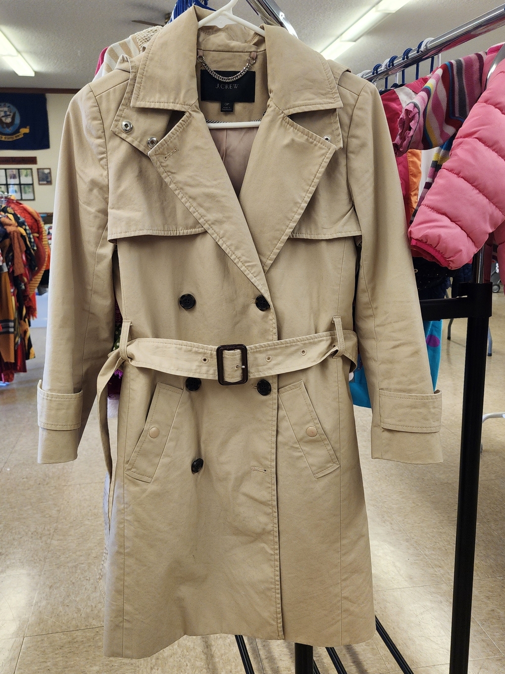 J.Crew Trench Coat Womens Small Tan Belted Classic Jacket Spring 2022